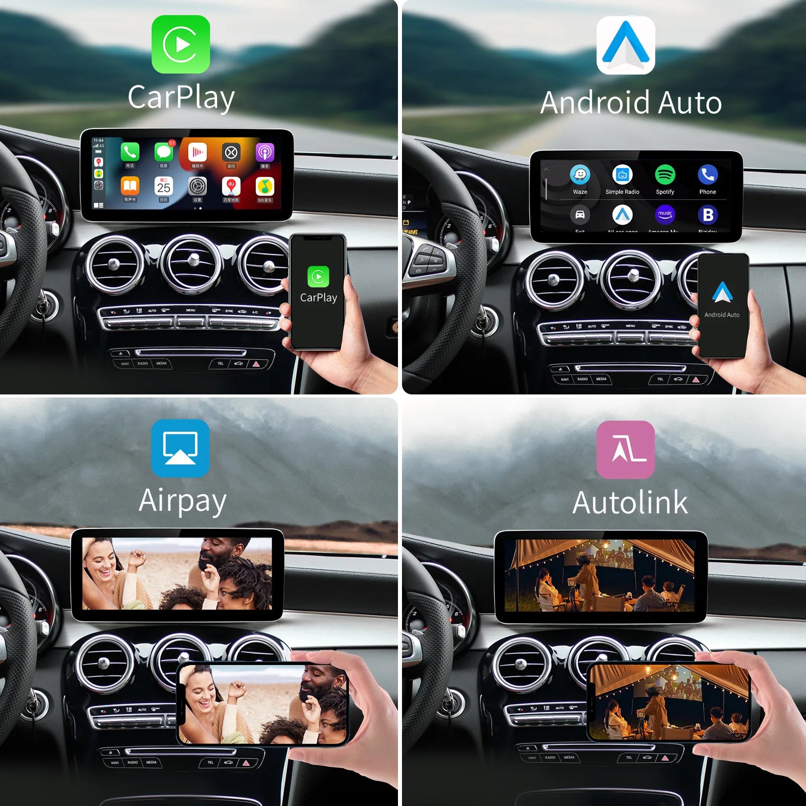 Wireless CarPlay Android Auto 12.3" Screen for Mercedes