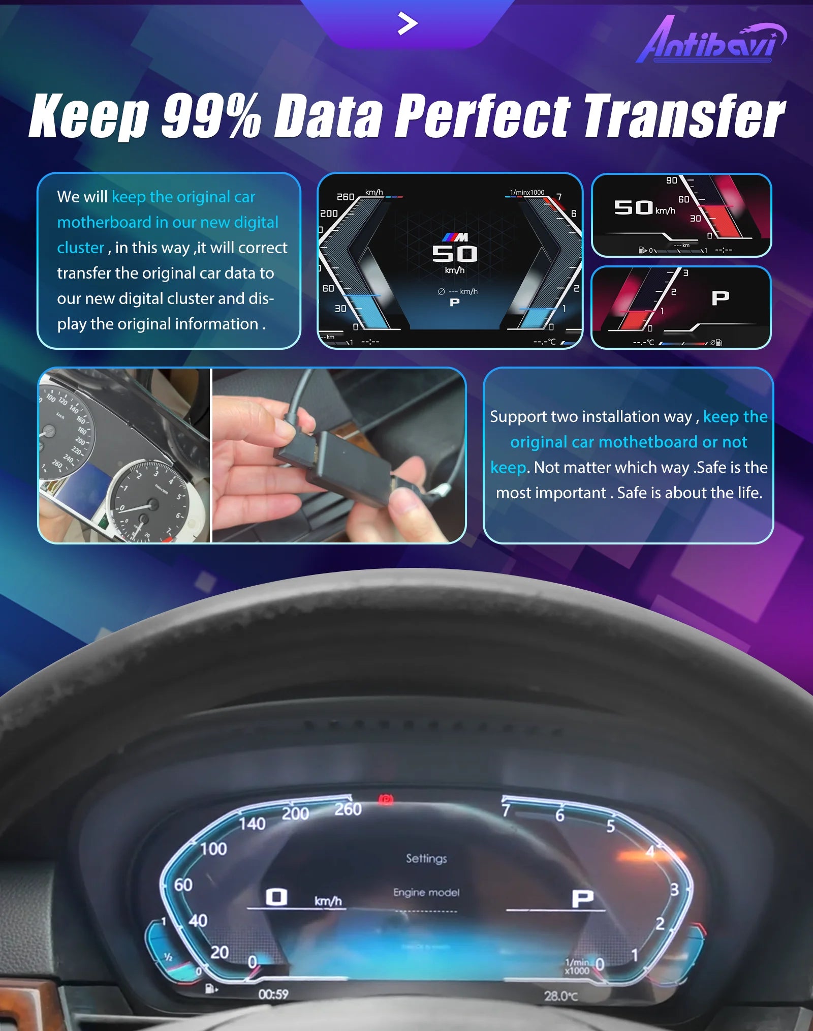 12.3" Digital Instrument Cluster For BMW 5 Series E60