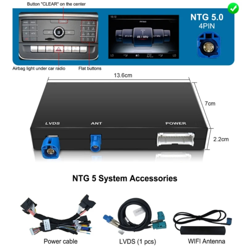 NTG 5.0-Black Color Wireless CarPlay Android Auto Decoder for Mercedes-Benz