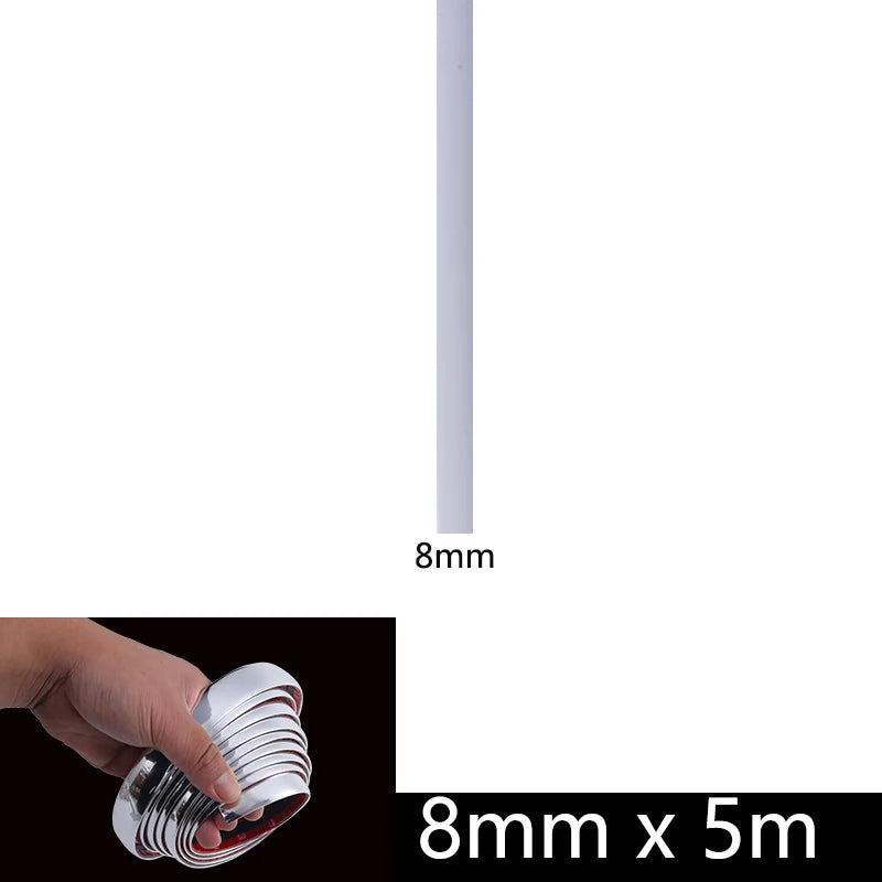 3M/5M Car Chrome Silver Trim Strip PVC Universal Scratch-Proof Protector Auto Door Window Bumper Body Decor Styling Moulding