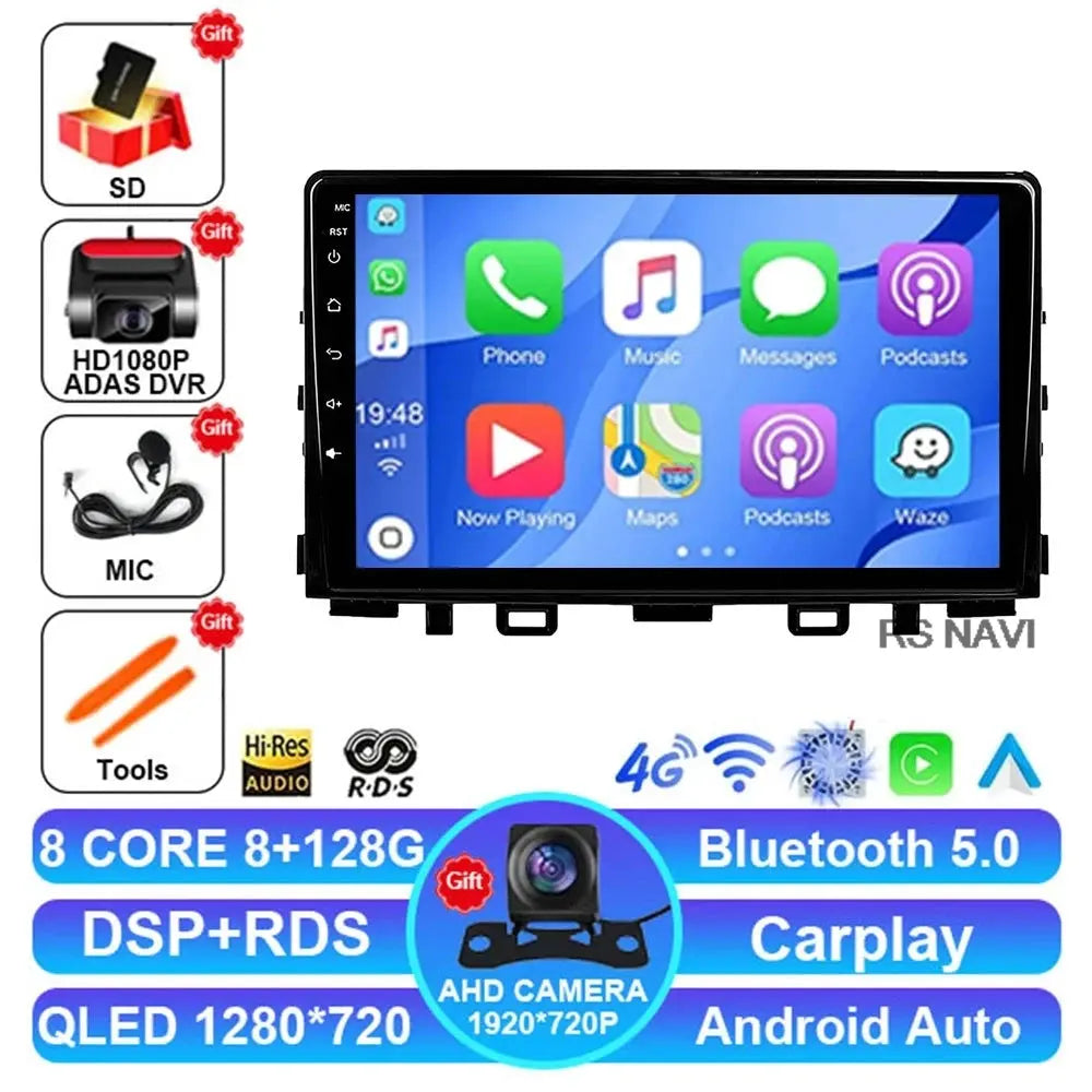 8G-128G CAM DVR Color Android Car Stereo For Kia Rio Stonic – QLED Touchscreen
