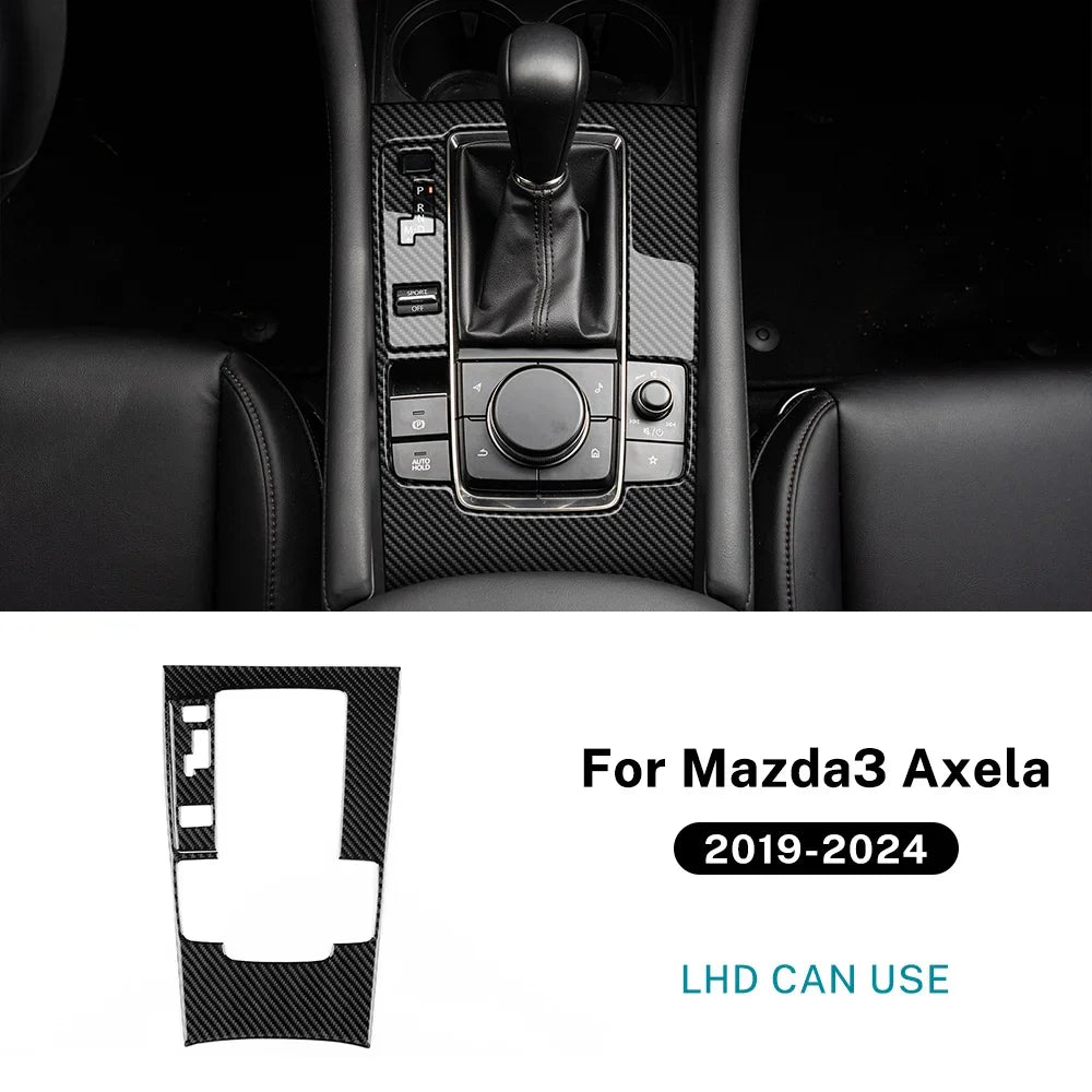 Real Soft Carbon Fiber For Mazda 3 BP 2019 2020 2021 2022 2023 2024 2025 Mazda3 Axela LHD RHD Automatic Gear Shift Panel Sticker