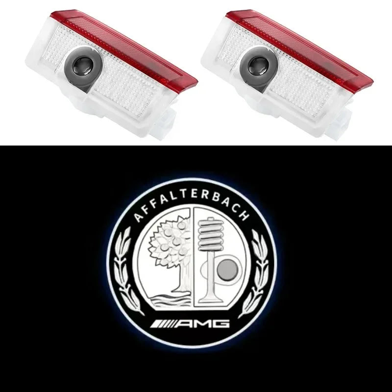 For Mercedes Benz A C E GLC GLA GLE GLB Class W177 W205 W212 W213 X253 X156 W166 X247 2pcs Car door welcome light logo Emblem