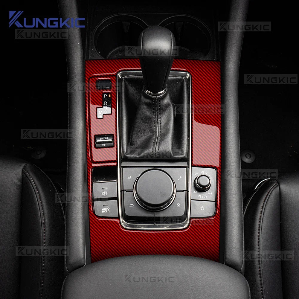Real Soft Carbon Fiber For Mazda 3 BP 2019 2020 2021 2022 2023 2024 2025 Mazda3 Axela LHD RHD Automatic Gear Shift Panel Sticker