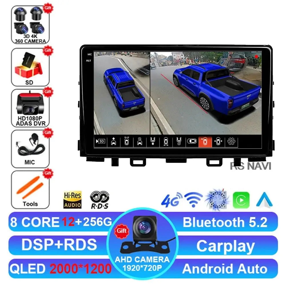 2K 12G-256G 360 DVR Color Android Car Stereo For Kia Rio Stonic – QLED Touchscreen