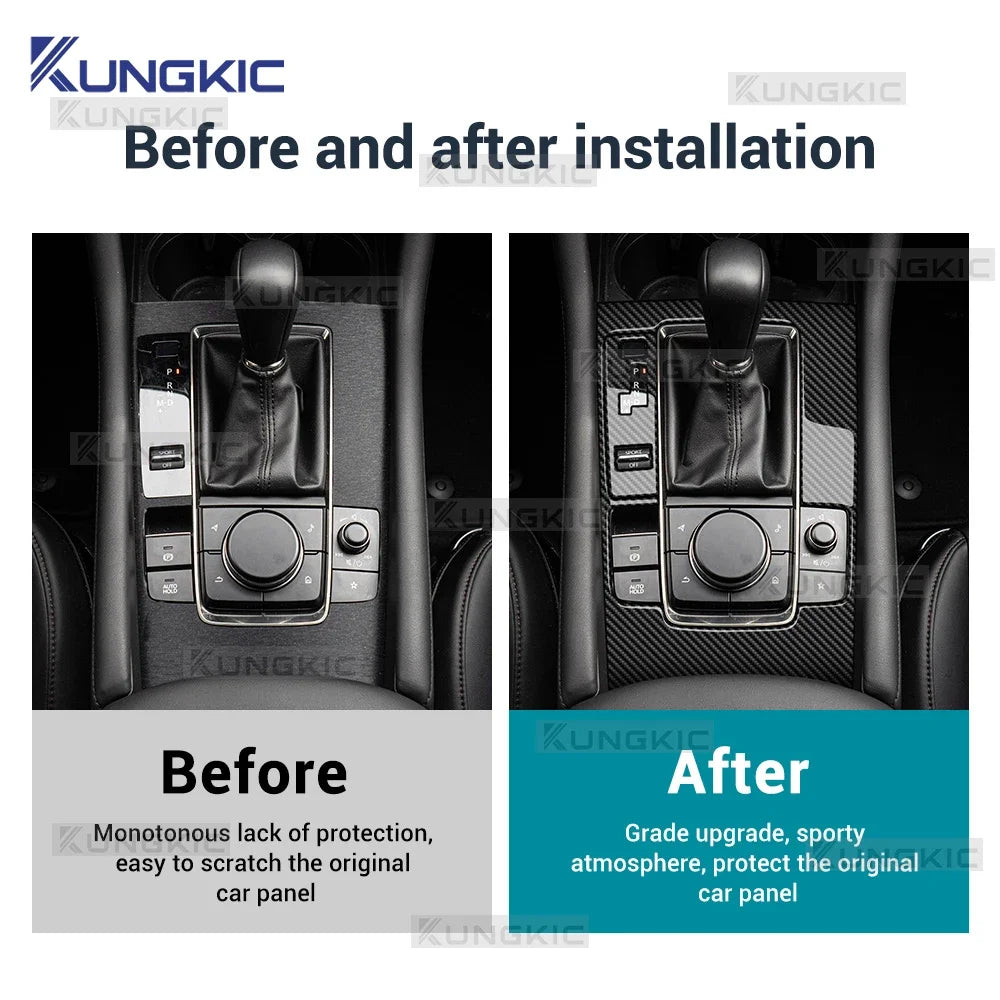 Real Soft Carbon Fiber For Mazda 3 BP 2019 2020 2021 2022 2023 2024 2025 Mazda3 Axela LHD RHD Automatic Gear Shift Panel Sticker