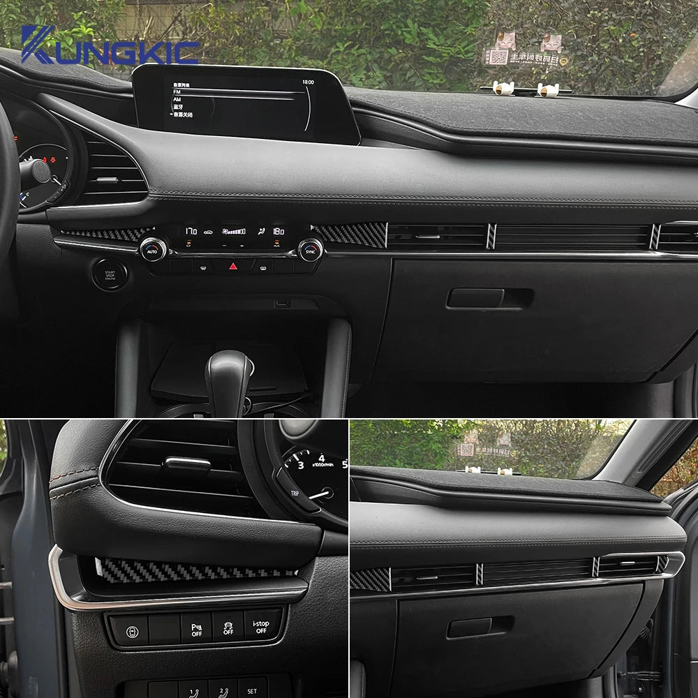Real Soft Carbon Fiber For Mazda 3 BP 2019 2020 2021 2022 2023 2024 2025 Mazda3 Axela LHD RHD Car Center Console Sticker