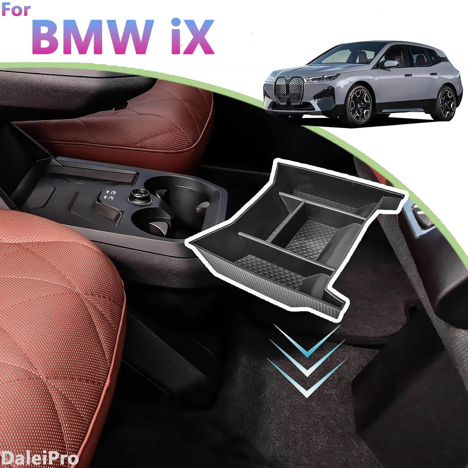 For BMW iX i20 2022 2023 2024 2025 2026 Floor Center Console Organizer Tray Central Storage Box Organizer Tray iX Accessories