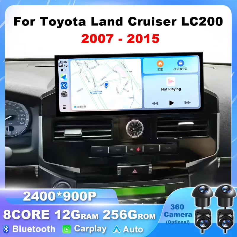 12.3" Android 16 Auto For Toyota Land Cruiser LC200 2007-2022 Car Radio Multimedia Video Player CarPlay GPS Navigation tools BT