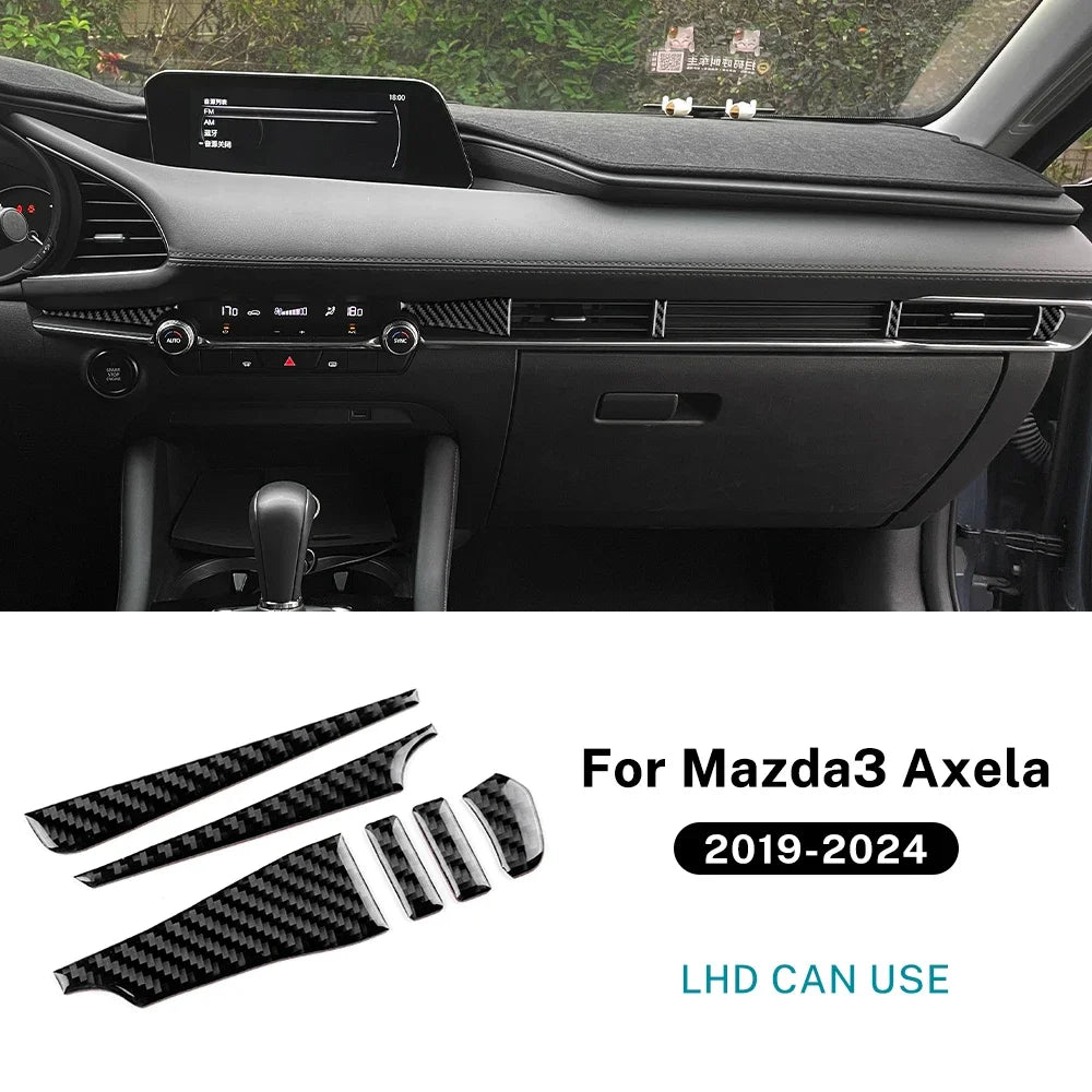 Real Soft Carbon Fiber For Mazda 3 BP 2019 2020 2021 2022 2023 2024 2025 Mazda3 Axela LHD RHD Car Center Console Sticker