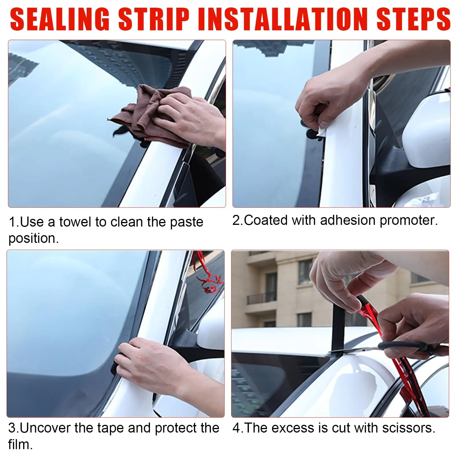 Windshield Sealing Strip Front and Rear Windows Roof Waterproof and Dustproof Rubber Strip Noise Sealing Strip for Car Sunroofs