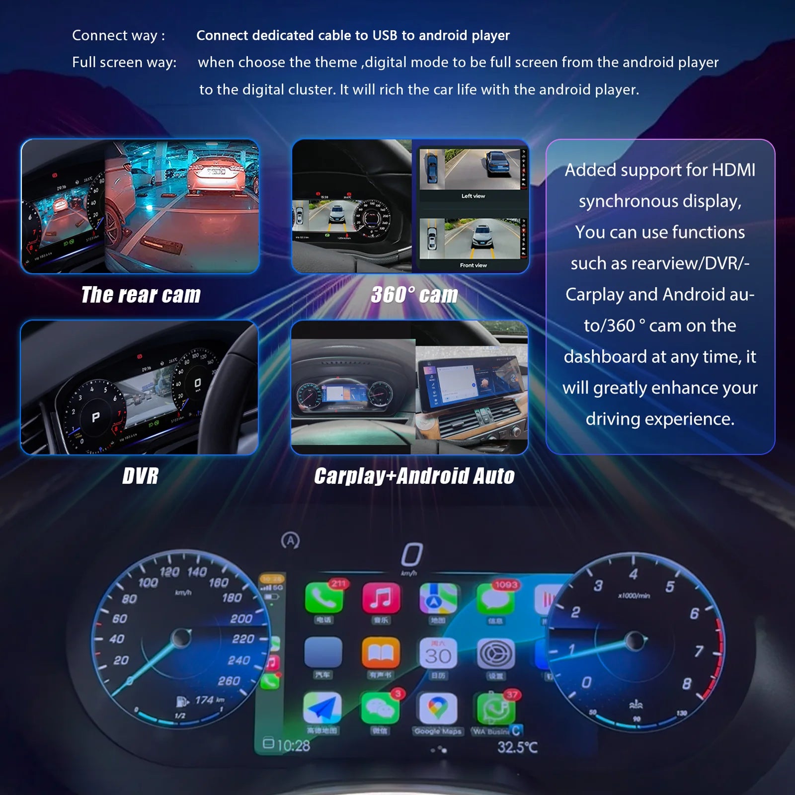 12.3" Digital Instrument Cluster For Mercedes-Benz A GLA CLA