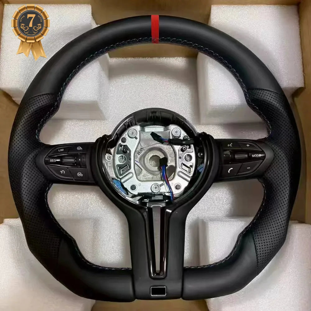 M5 Red Strip 01 Color Flat Bottom Sport Steering Wheel For BMW 3 4 5 Series