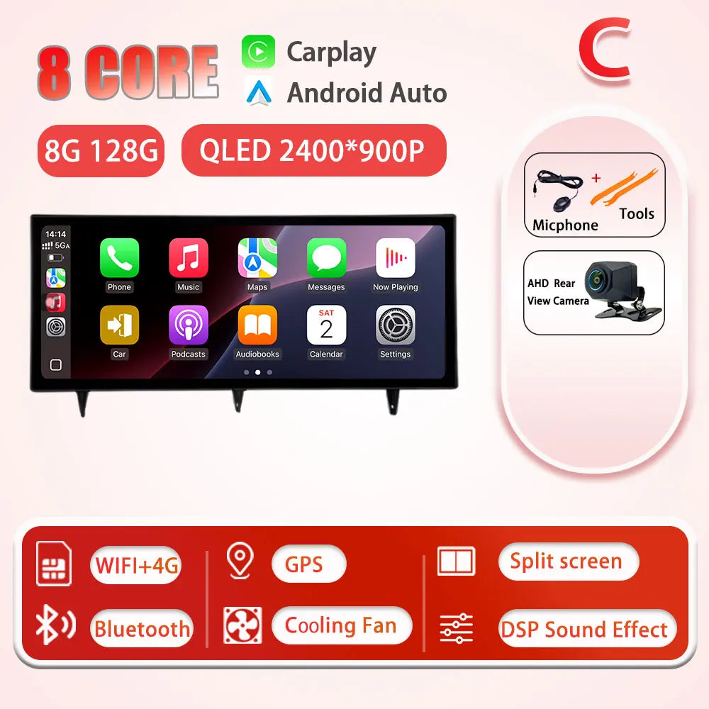 C 8G 128G CAM Color 12.3" Android Car Stereo For Honda Civic 2022 QLED GPS