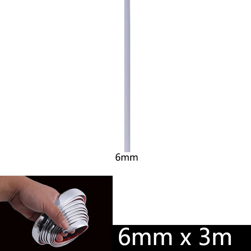 3M/5M Car Chrome Silver Trim Strip PVC Universal Scratch-Proof Protector Auto Door Window Bumper Body Decor Styling Moulding