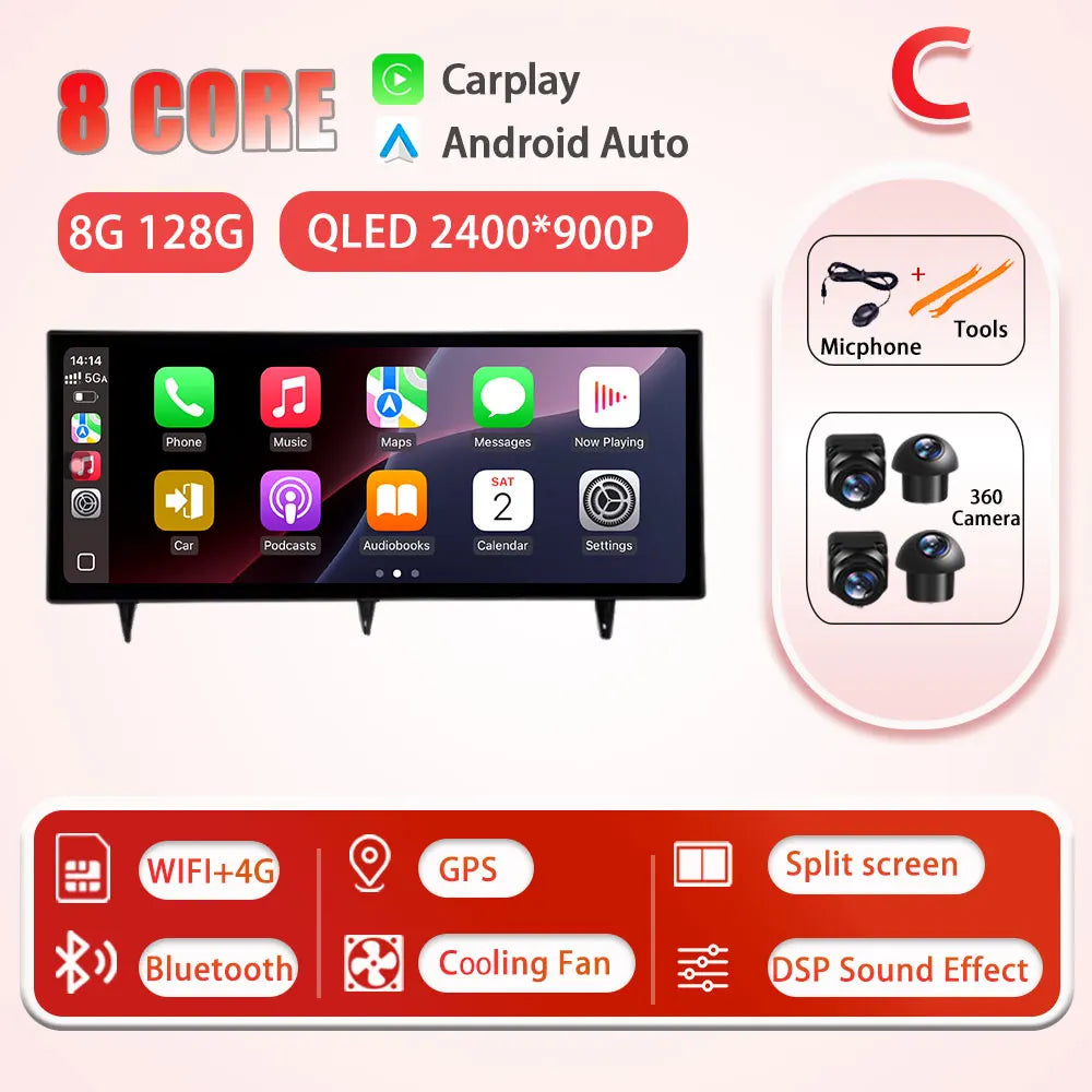 C 8G 128G 360 Color 12.3" Android Car Stereo For Honda Civic 2022 QLED GPS