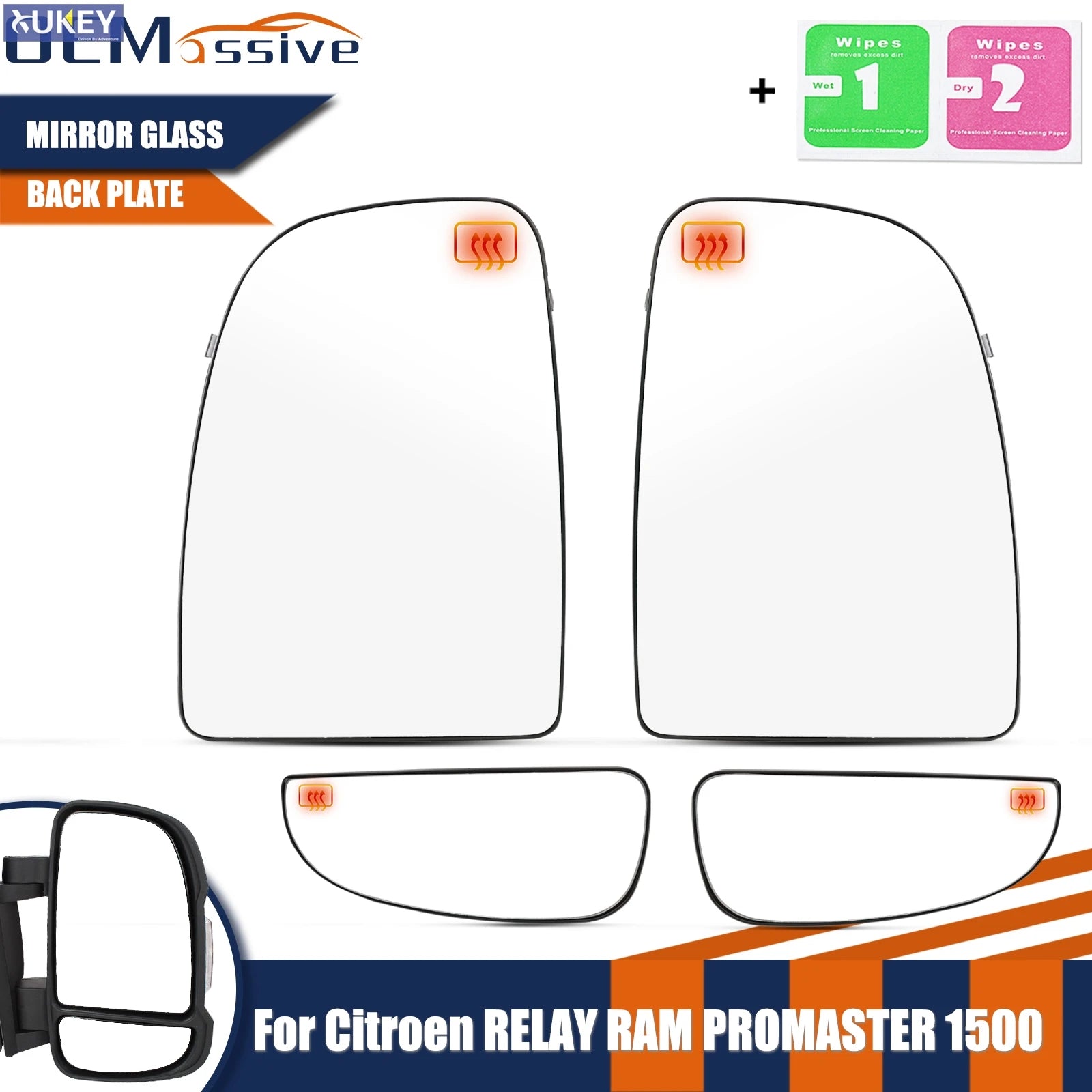 Left Right Wing Mirror Glass Heated Driver Passenger Side Upper Lower For Fiat Ducato 2006-2023 Ram ProMaster 2014-2023 Citroen