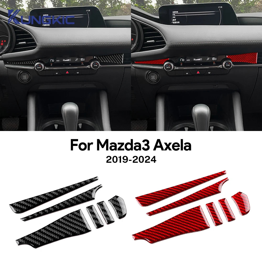 Real Soft Carbon Fiber For Mazda 3 BP 2019 2020 2021 2022 2023 2024 2025 Mazda3 Axela LHD RHD Car Center Console Sticker