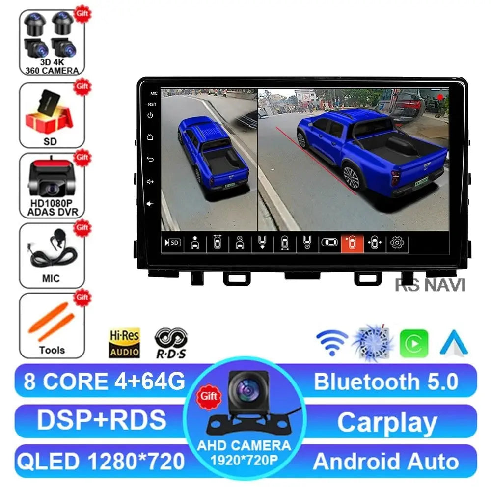 4G-64G 360 DVR Color Android Car Stereo For Kia Rio Stonic – QLED Touchscreen