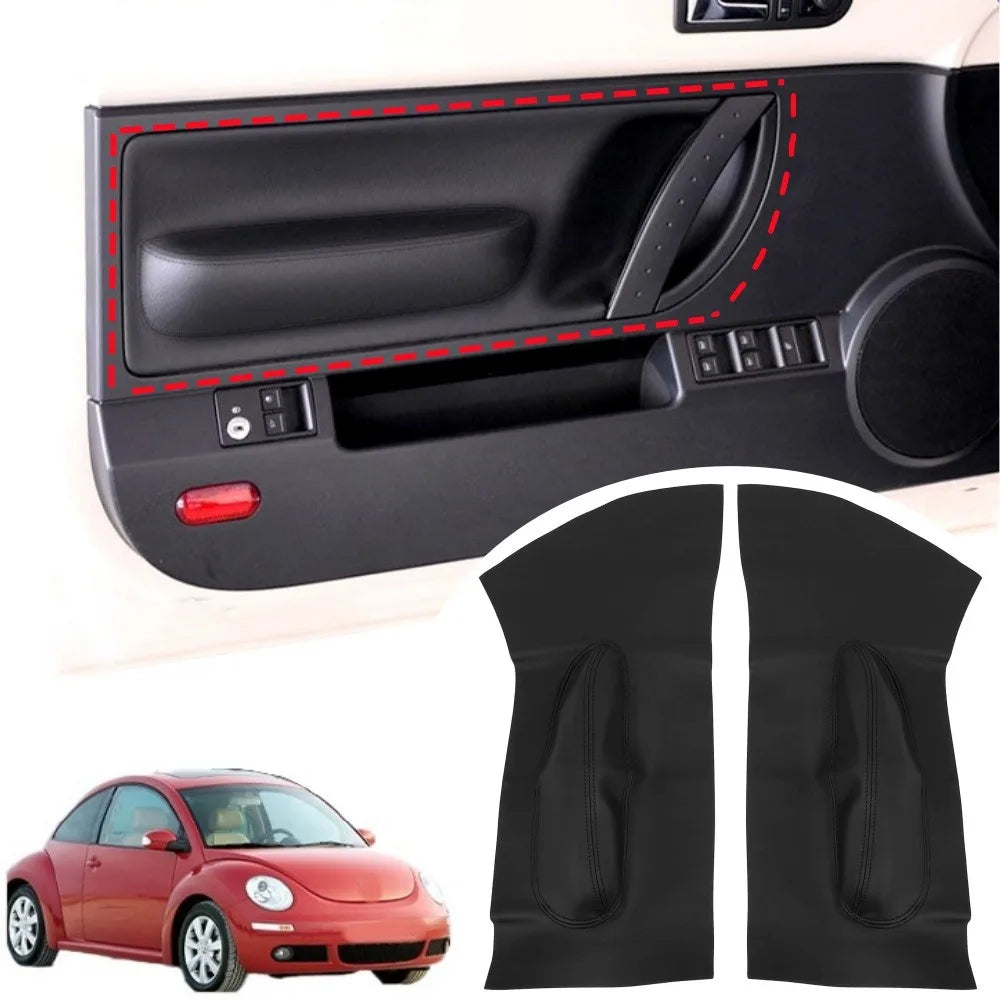 1 Pair of Beetle Car Door Handles with Microfiber Leather Cover for Interior and Front Door Decoration Leather Car Accessories