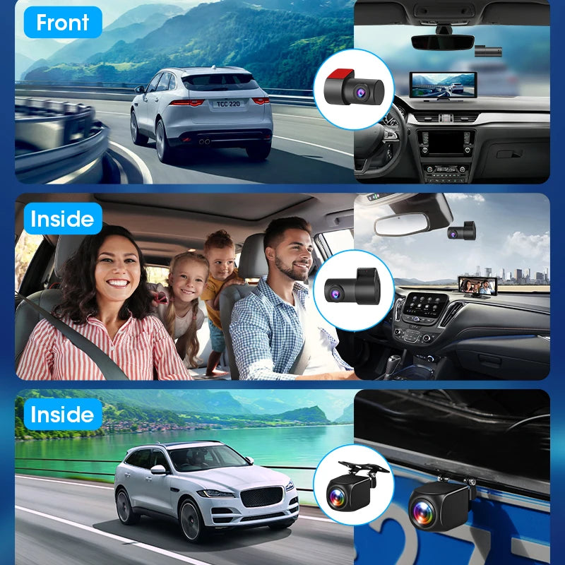 10.26'' Dash Cam 2.5K Car DVR Wireless Carplay Android Auto GPS Navigation Dual Len Video Recorder Dashboard Rearview Camera AUX