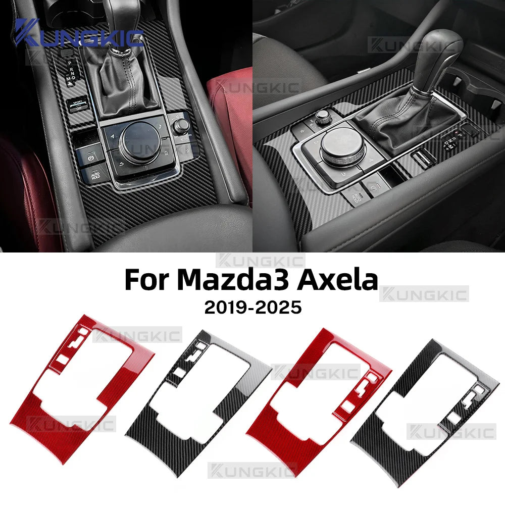 Real Soft Carbon Fiber For Mazda 3 BP 2019 2020 2021 2022 2023 2024 2025 Mazda3 Axela LHD RHD Automatic Gear Shift Panel Sticker