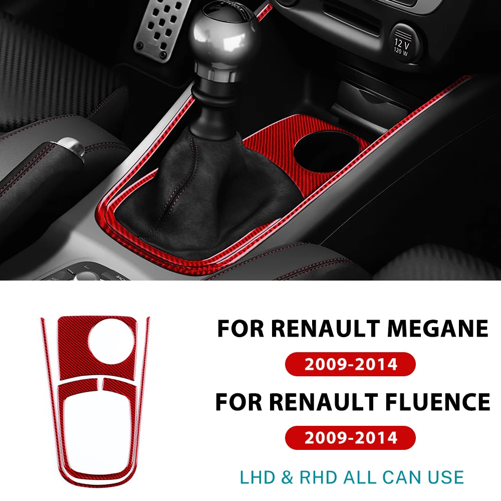 Real Soft Carbon Fiber Sticker For Renault Fluence Megane 2009 2010 2011 2012 2013 2014 2015 LHD RHD Gear Shift Interior Panel