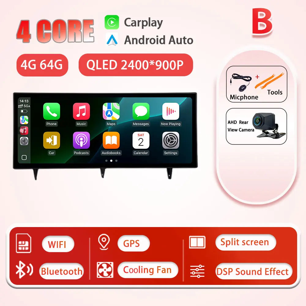 B 4G 64G CAM Color 12.3" Android Car Stereo For Honda Civic 2022 QLED GPS