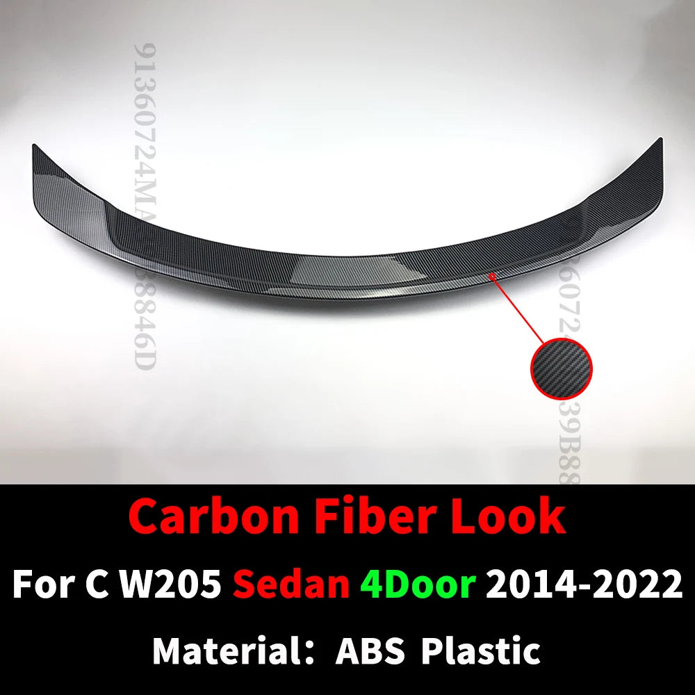 4Door Carbon Look Color Rear Trunk Spoiler Wing Lip For Mercedes-Benz C-Class W205