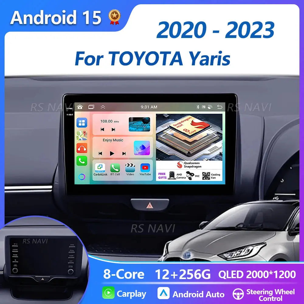 Android Car Stereo For Toyota Yaris QLED 2K GPS CarPlay