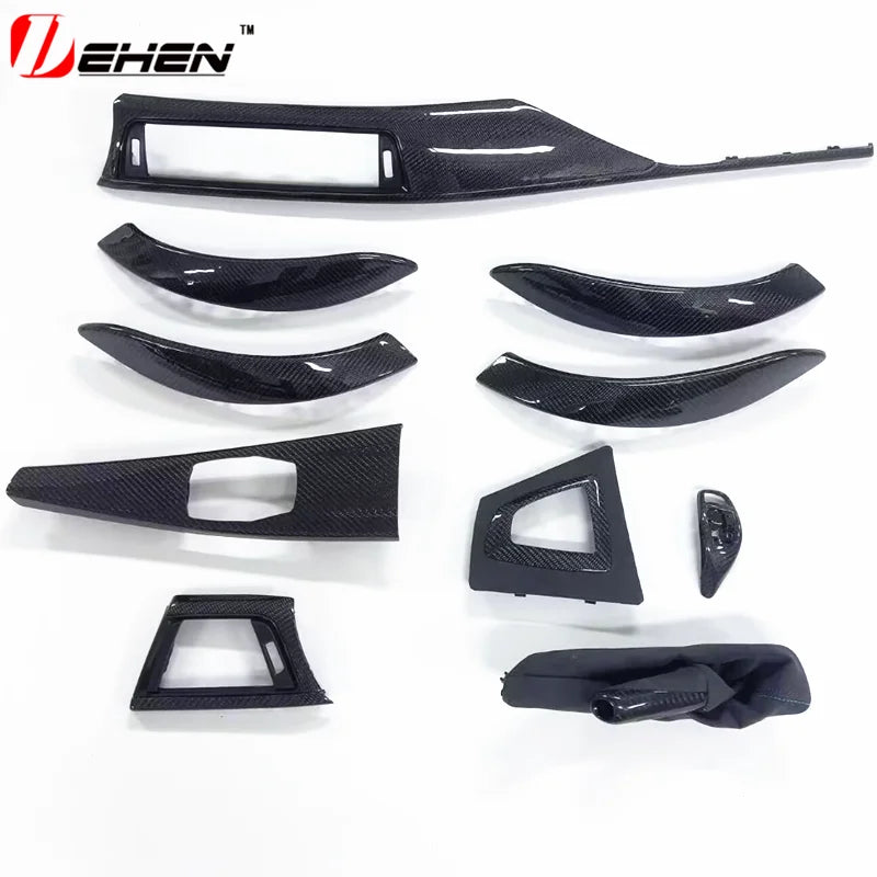 10pc Real Dry Wet Carbon for BMW 3 4 Series F30 F32 F34 F35 F36 3GT Real Carbon Fiber Interior Parts Dashboard Decorative Cover