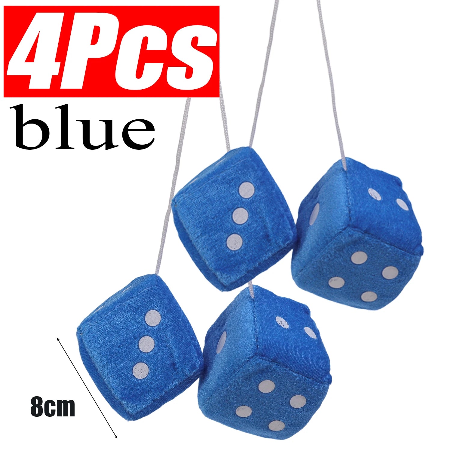 2/4pcs Soft Velvet Dice Hairy Dice Hanging Black and Blue Color Car Rearview Mirror Interior Decoration Accessories Cute Fashion
