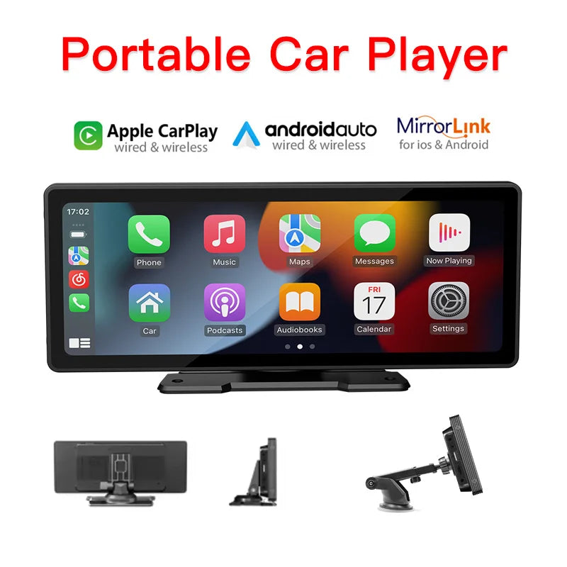10.26-inch Wireless Carplay Android Auto MP5 Portable Smart Player IPS Touch Screen Bluetooth FM Universal Multimedia Monitor