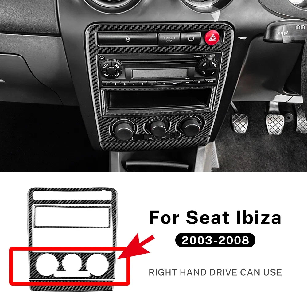 Real Soft Carbon Fiber For Seat Ibiza 6l 2003 2004 2005 2006 2007 2008 LHD RHD Car Central Control AC Panel Sticker Accessories
