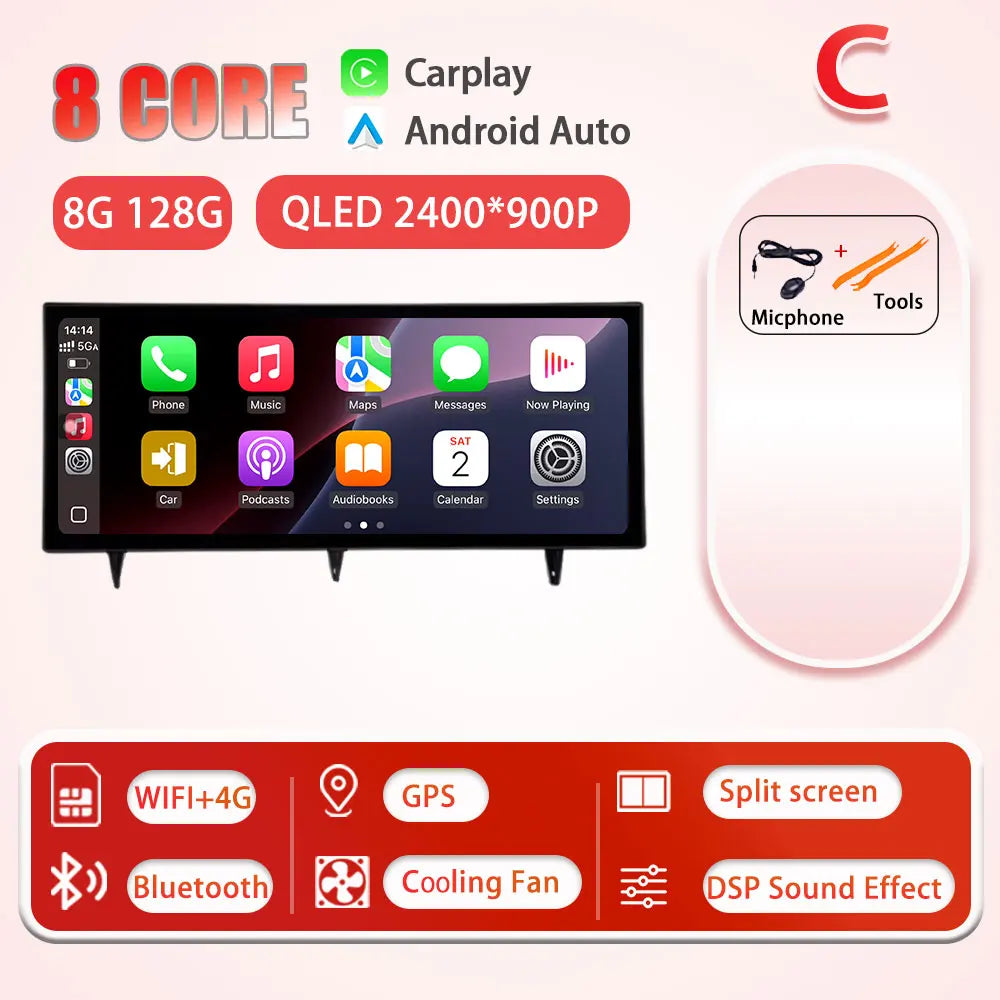 C 8G 128G Color 12.3" Android Car Stereo For Honda Civic 2022 QLED GPS