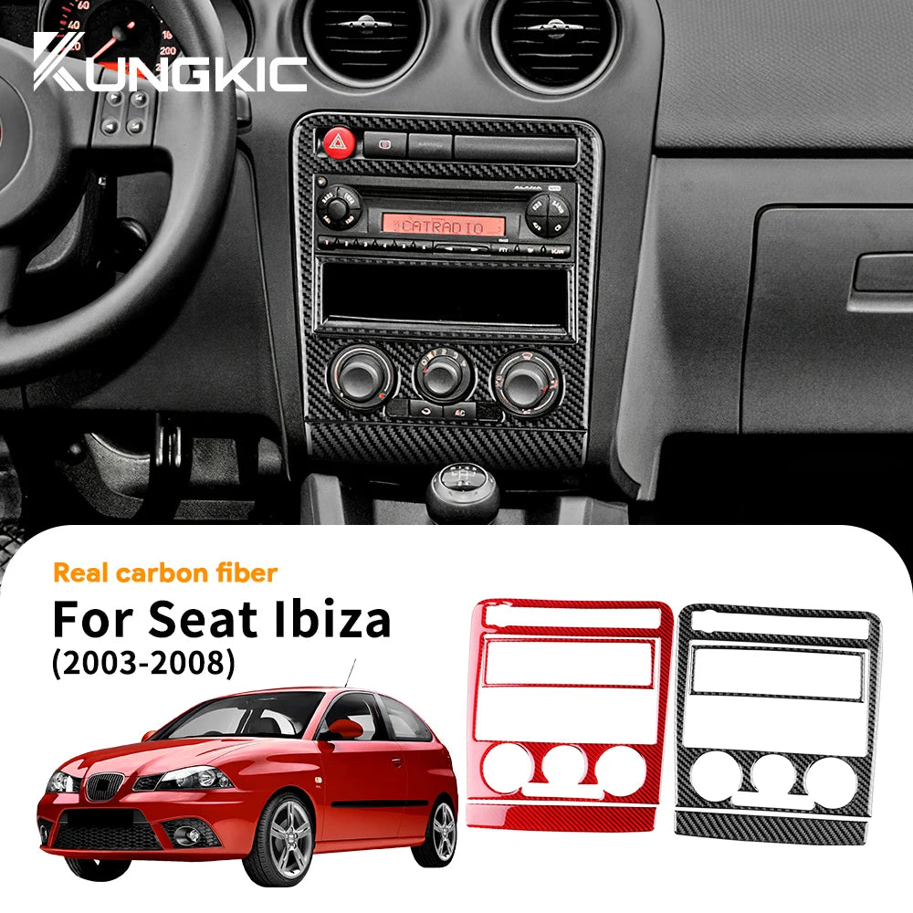 Real Soft Carbon Fiber For Seat Ibiza 6l 2003 2004 2005 2006 2007 2008 LHD RHD Car Central Control AC Panel Sticker Accessories