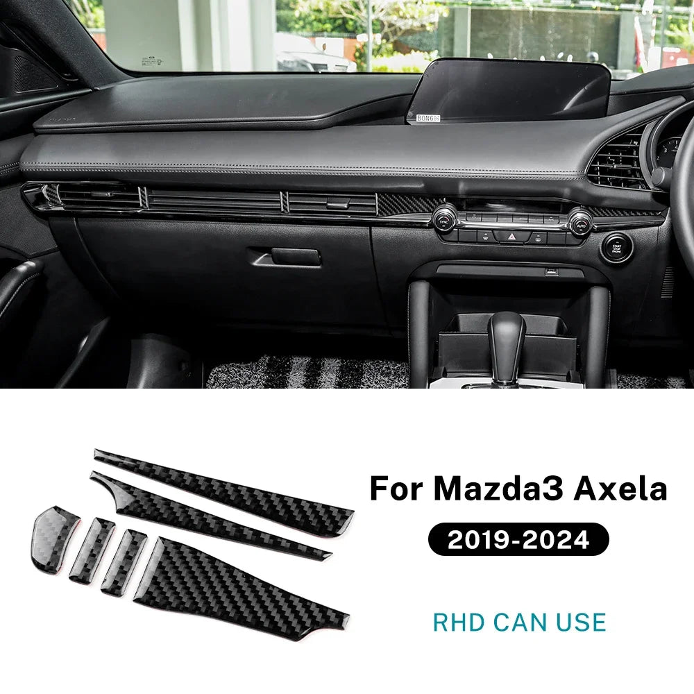 Real Soft Carbon Fiber For Mazda 3 BP 2019 2020 2021 2022 2023 2024 2025 Mazda3 Axela LHD RHD Car Center Console Sticker