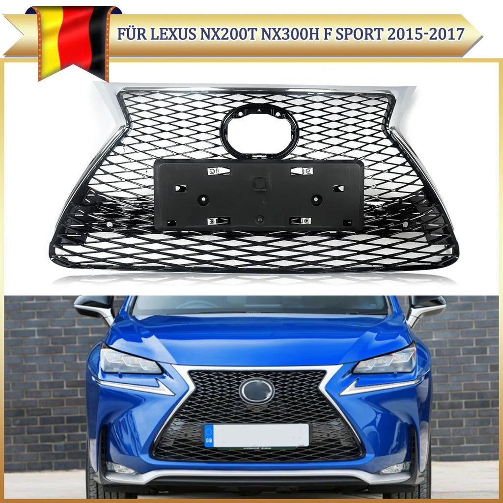 For Lexus NX200T NX300H 2015 2016 2017 F Sport Front Bumper Upper Centre Racing Grille Chrome & Black