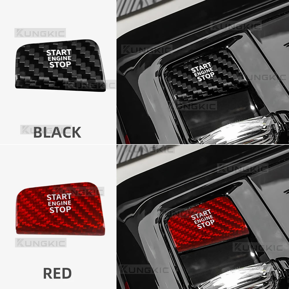 LHD Car Engine Start Stop Button Ignition Switch Cover for BMW 5 7 Series G60 G70 2024 2025 Real Hard Carbon Fiber Sticker 1pcs