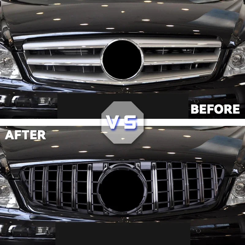 1 Piece Racing Grills Front Bumper Grille Hood Grill For Mercedes Benz C W204 07-14 Silver Style Bumper Grille Car Parts