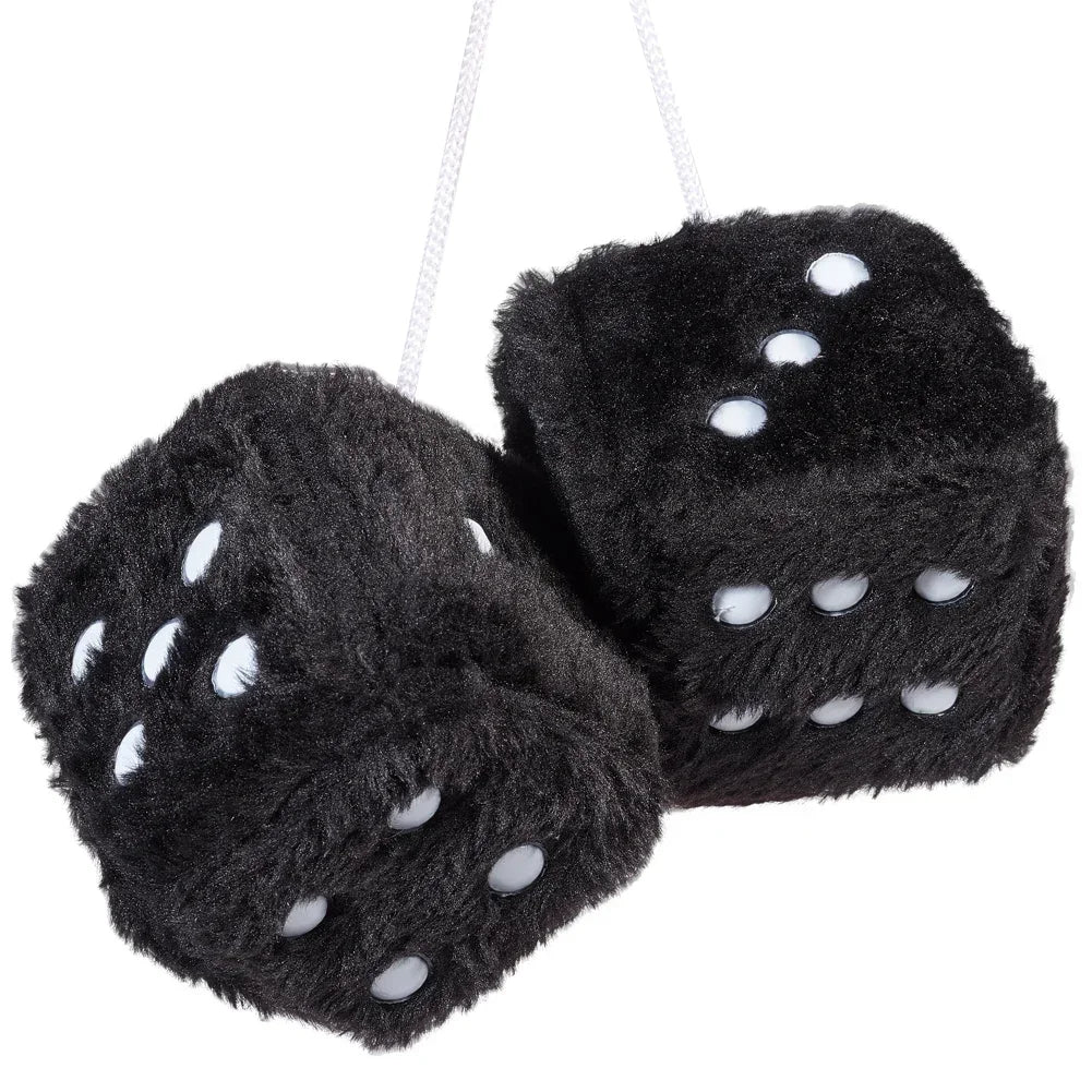 1 Fuzzy Plush Dice with Dots Retro Square Plush Hanging Mirror Fuzzy Dices Kid Toys for Pink Car Interior Ornament Decoration