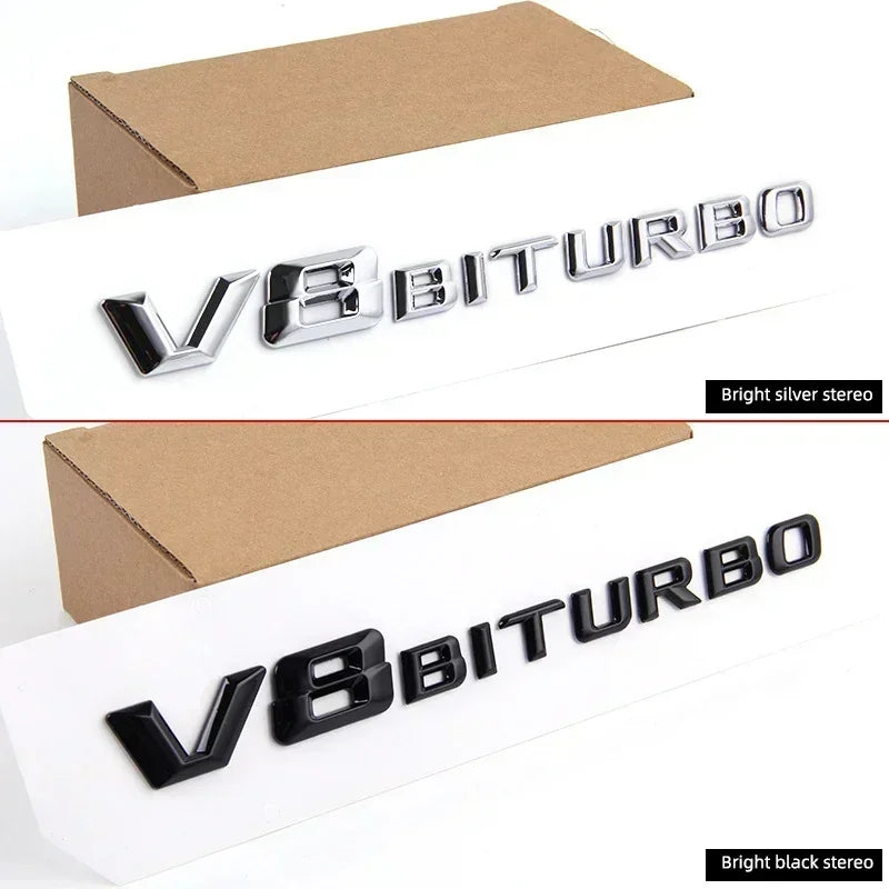 3D ABS Black Logo V8 BITURBO Emblem Car Fender Badge For Mercedes Benz C63 G63 E63 S63 W222 W223 W213 W212 W205 W204 Accessories