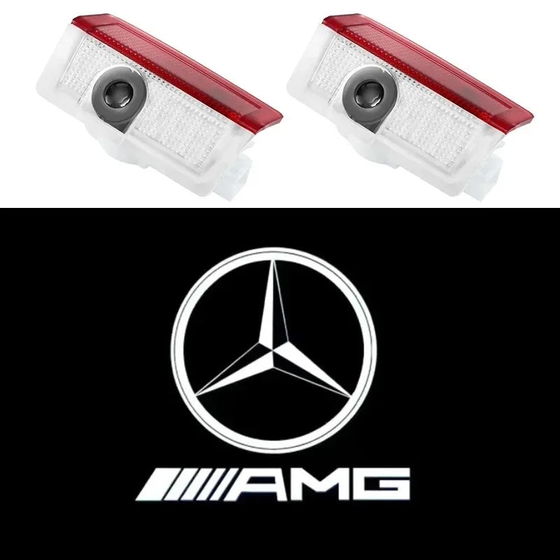 For Mercedes Benz A C E GLC GLA GLE GLB Class W177 W205 W212 W213 X253 X156 W166 X247 2pcs Car door welcome light logo Emblem