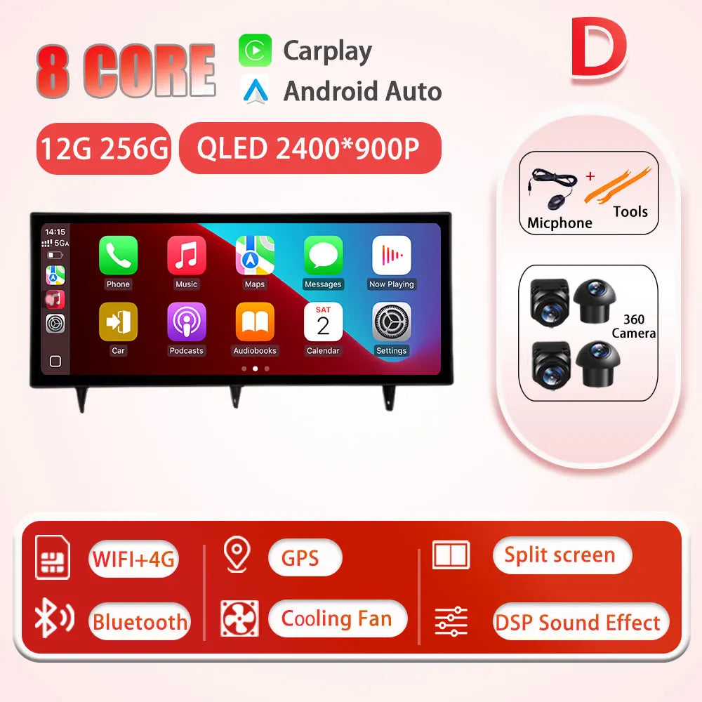 D 12G 256G 360 Color 12.3" Android Car Stereo For Honda Civic 2022 QLED GPS