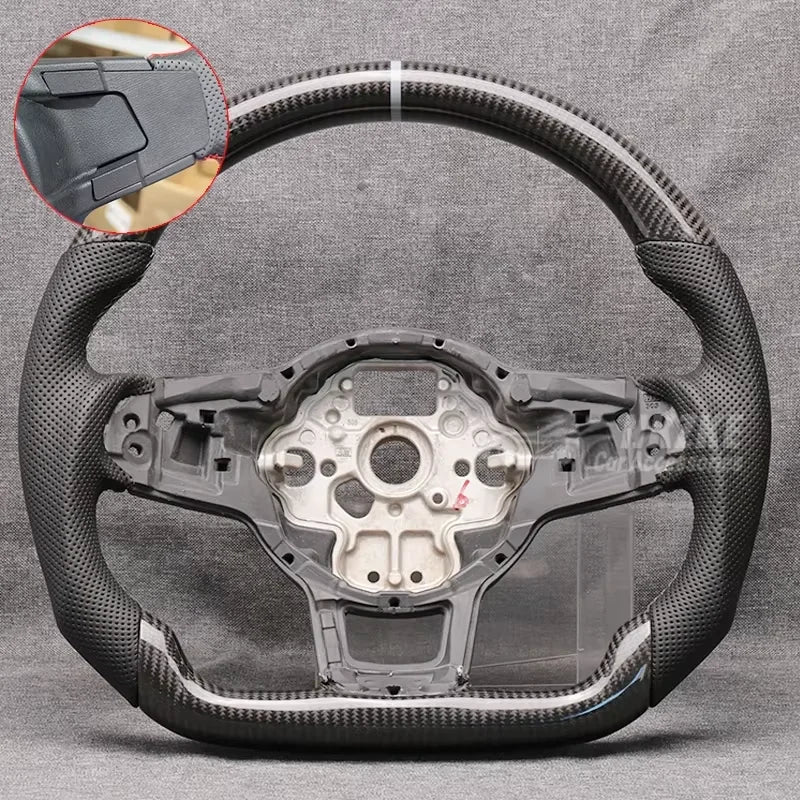 4-without hole Color Carbon Fiber Steering Wheel For VW Golf 7 / Polo / Tiguan