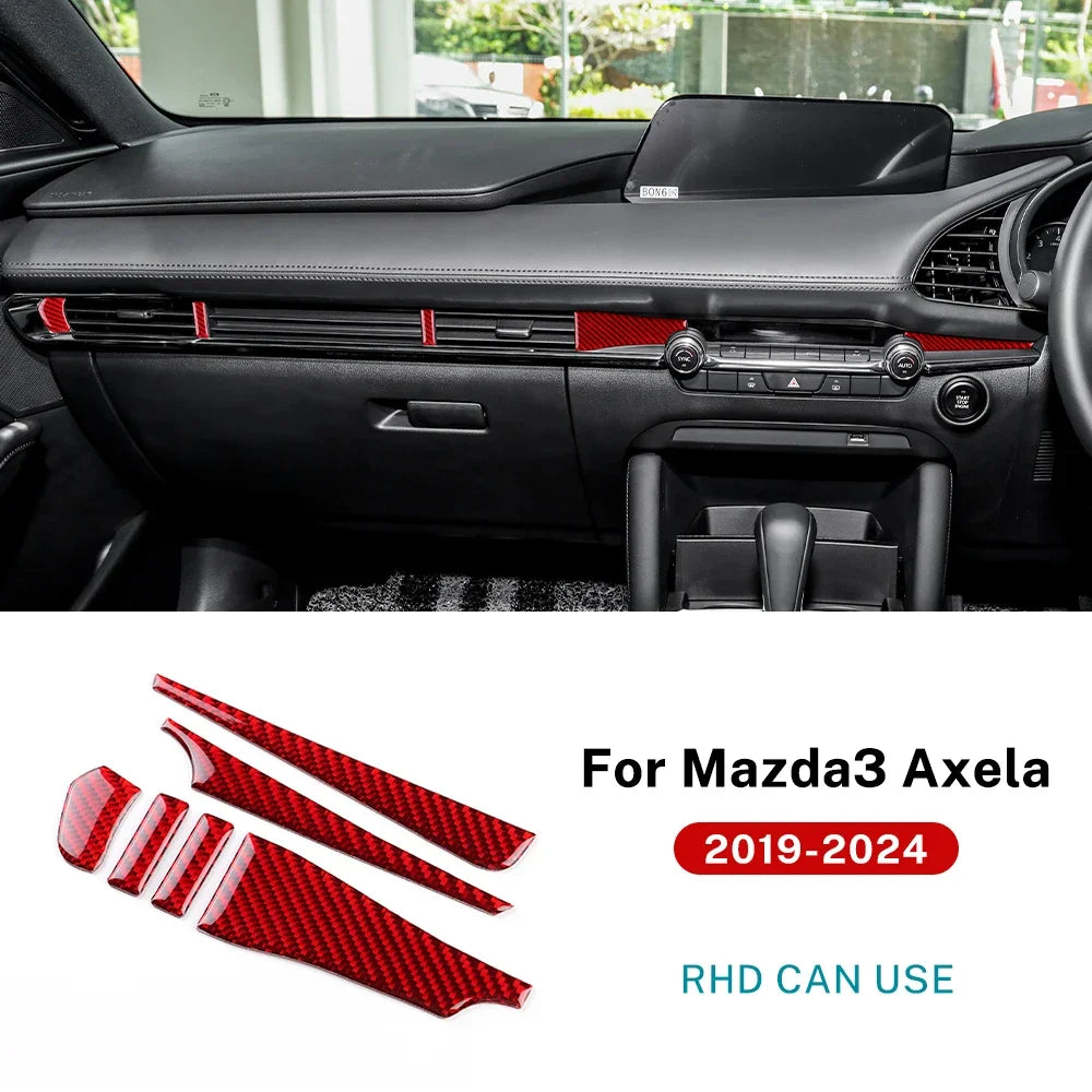 Real Soft Carbon Fiber For Mazda 3 BP 2019 2020 2021 2022 2023 2024 2025 Mazda3 Axela LHD RHD Car Center Console Sticker