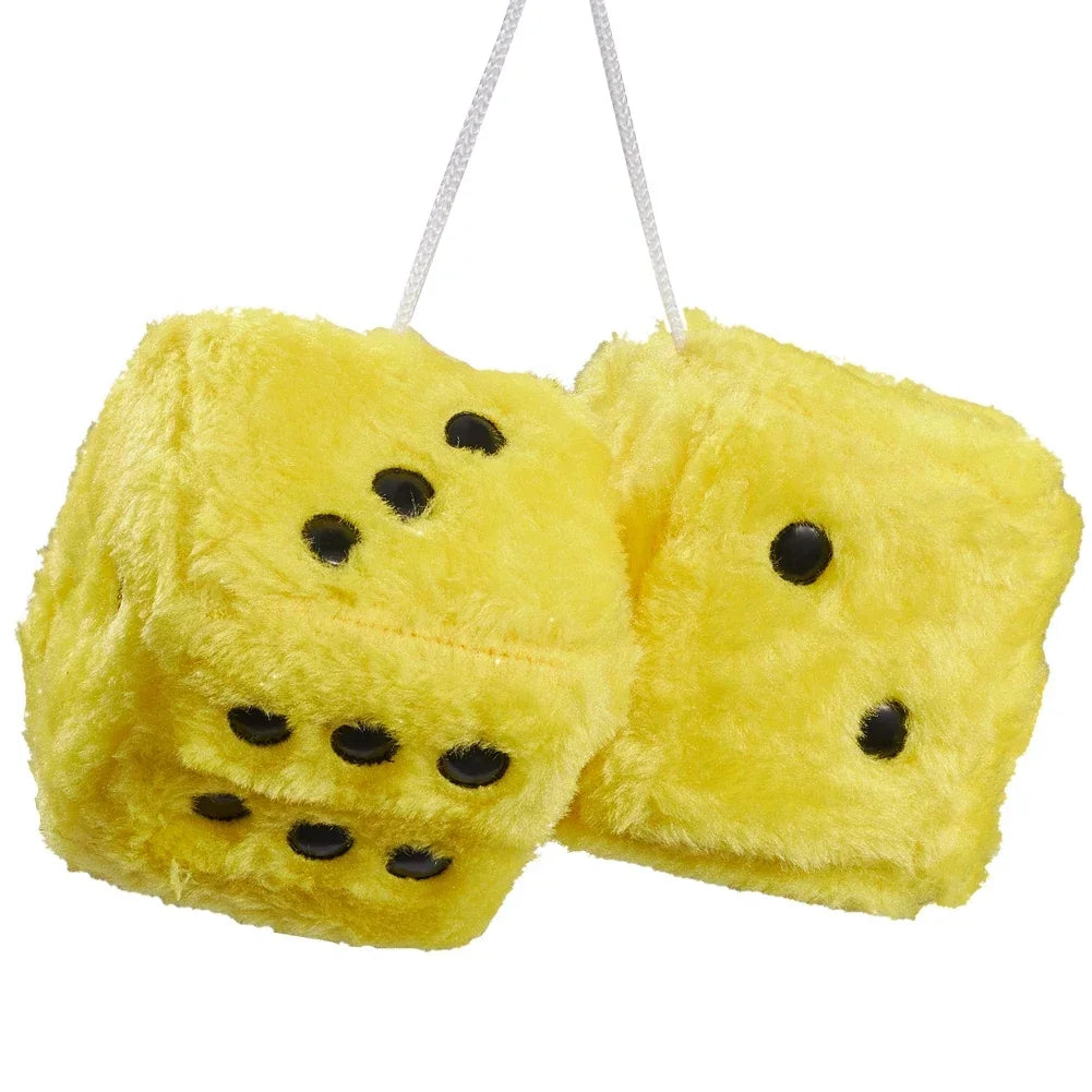 1 Fuzzy Plush Dice with Dots Retro Square Plush Hanging Mirror Fuzzy Dices Kid Toys for Pink Car Interior Ornament Decoration