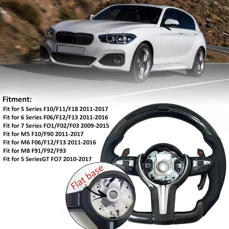 1-M logo Color Carbon Fiber LED Performance Steering Wheel For BMW
