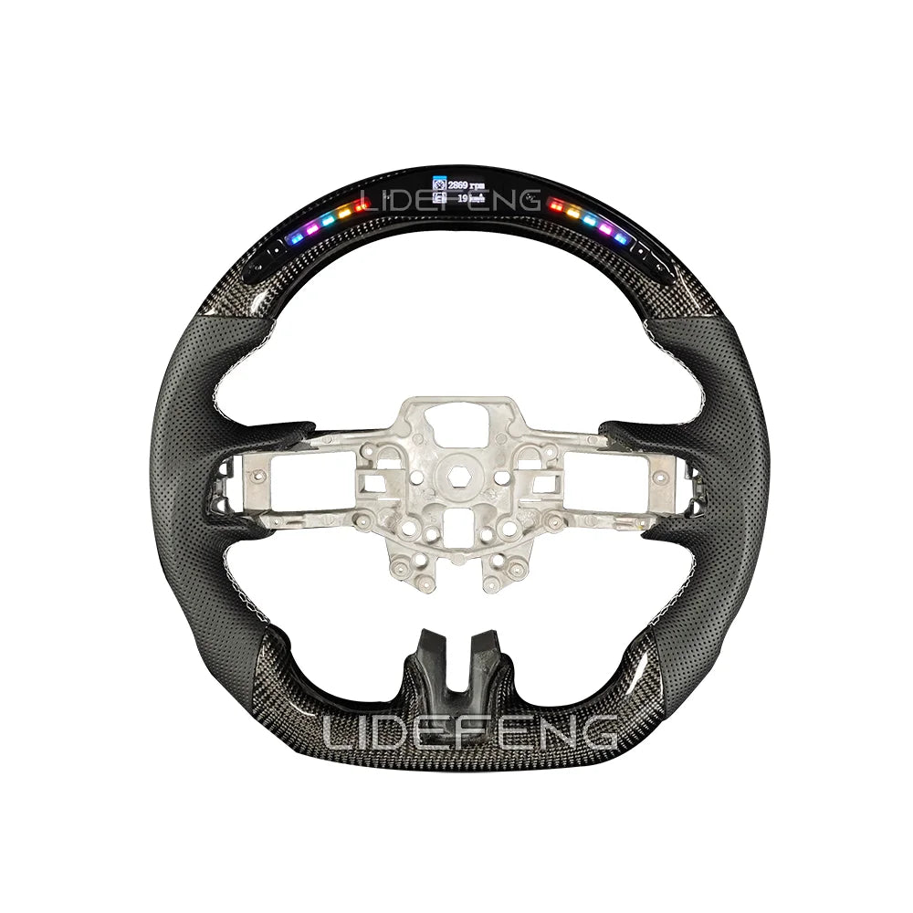 style 5 Color Carbon Fiber LED Steering Wheel For Mustang 2015–2022