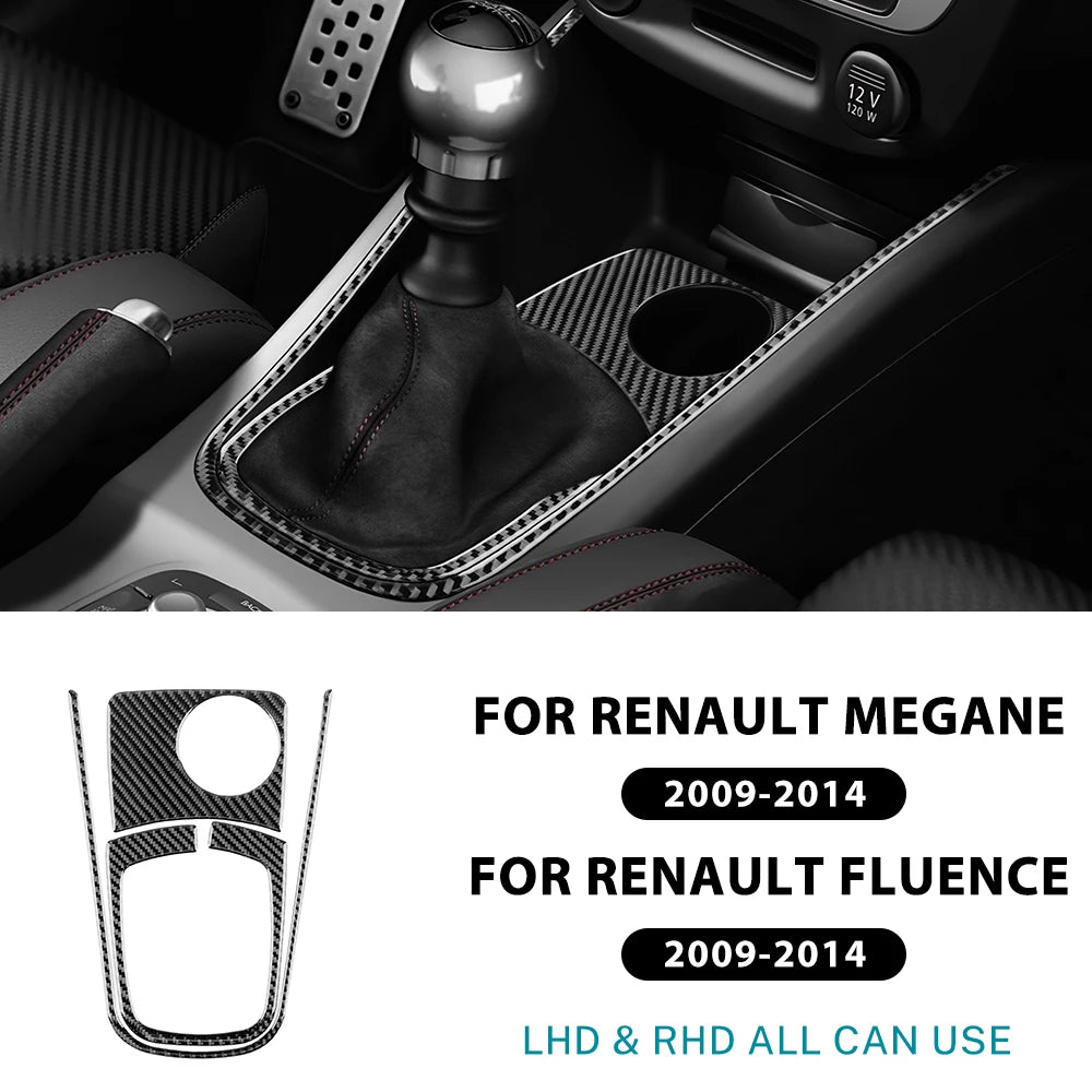Real Soft Carbon Fiber Sticker For Renault Fluence Megane 2009 2010 2011 2012 2013 2014 2015 LHD RHD Gear Shift Interior Panel